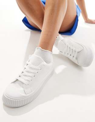 platform sneakers in white