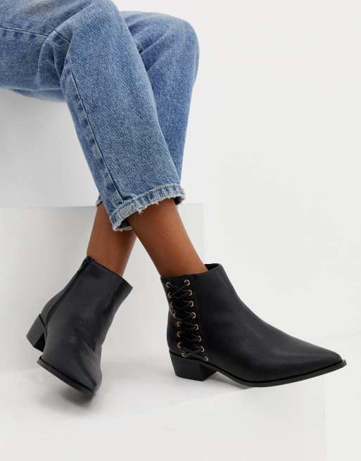 London Rebel – Platta ankelboots med spetsig tå