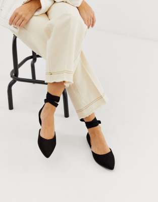 ballet flats with ankle ties