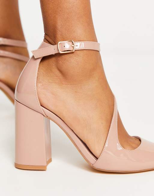 Nude block heel pointed 2024 toe