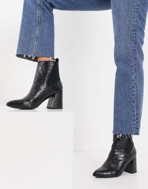London Rebel pointed chelsea boots in black croc, 4 of 4