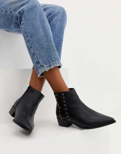 London Rebel Pointed Flat Ankle Boots | ASOS