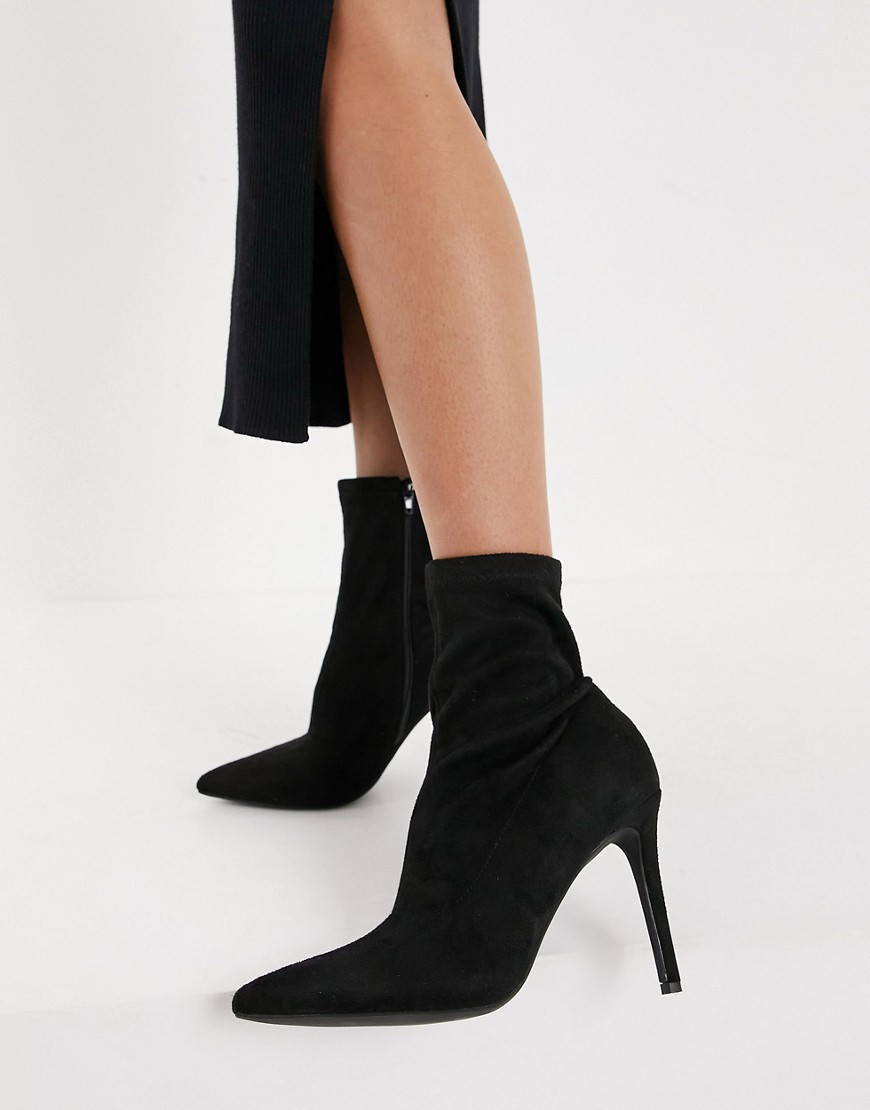 London Rebel pointed glam sock boots in black pu