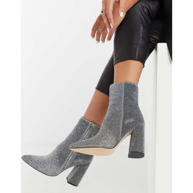 silver sparkly ankle boots