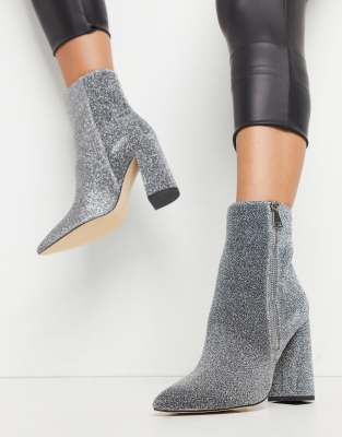 silver pointed ankle boots