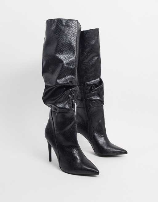 london rebel knee high sock boots in beige