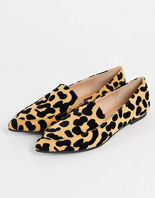 London Rebel pointed loafers in leopard