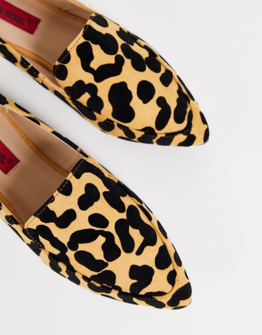 Leopard slip hot sale on loafers