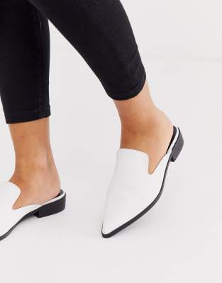 white pointed mules