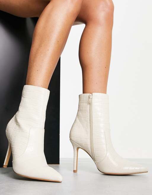 White stiletto ankle hot sale booties