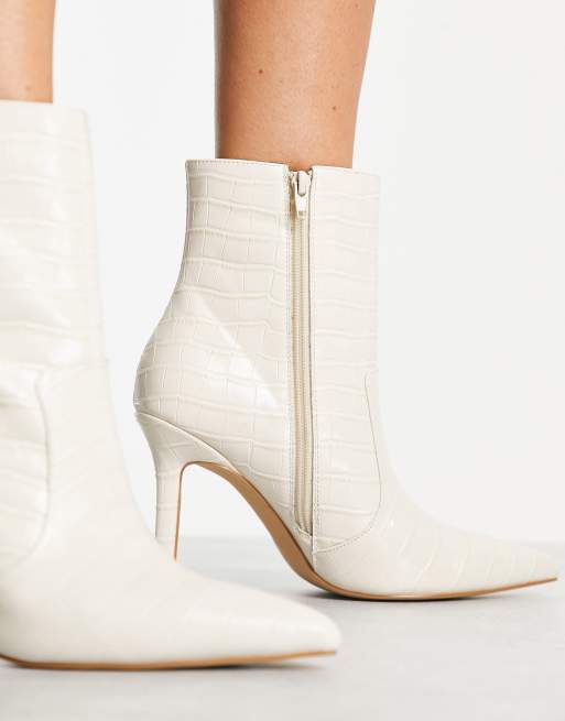 White pointed toe ankle on sale boots