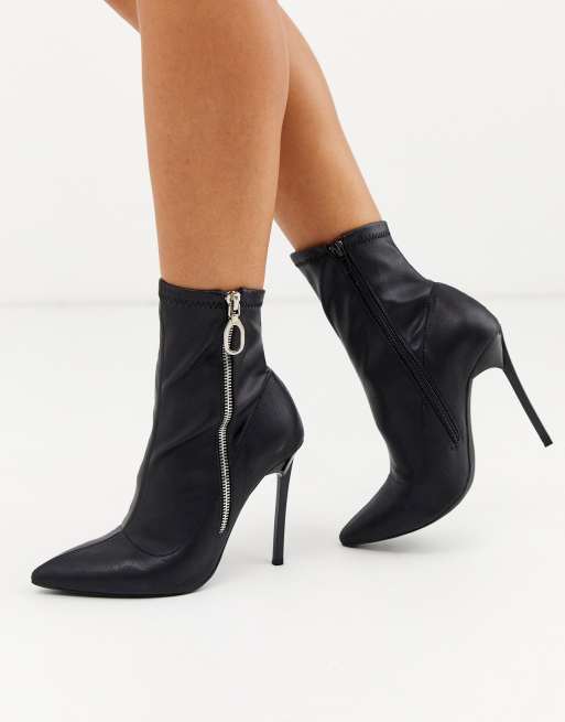 London Rebel pointed stiletto heeled boots in black | ASOS