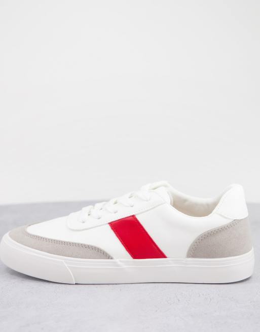 London Rebel red side stripe lace up trainers | ASOS