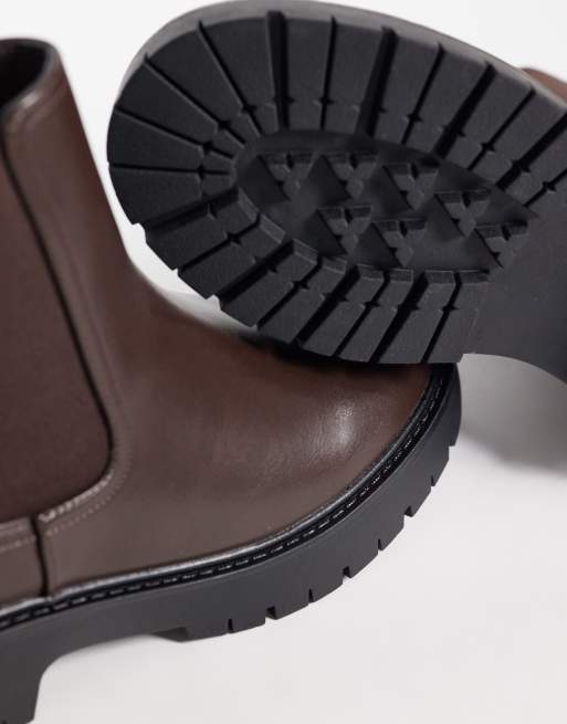 London Rebel Regina chunky chelsea boots in brown, 3 of 4