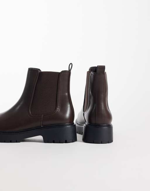 London Rebel Regina chunky chelsea boots in brown, 4 of 4