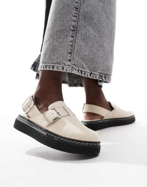 London Rebel - Robin - Sandfarvede slingback-mules