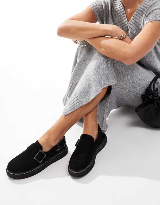 London Rebel - Robin - Wide Fit - Sorte mules med hælrem, 3 af 4