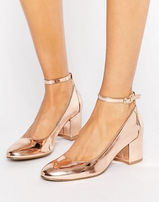rose gold shoes mid heel