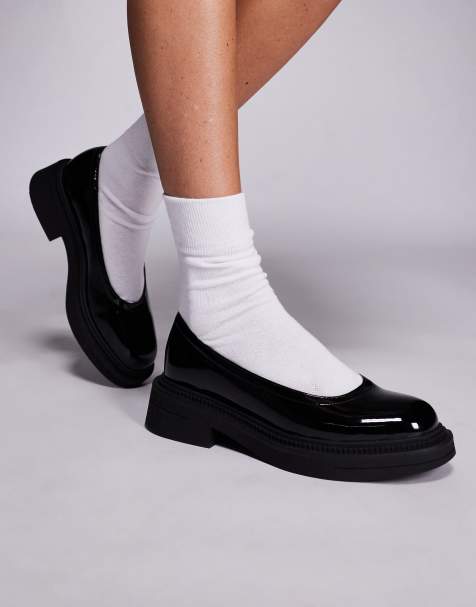 London Rebel Ruby strapless chunky mary janes in patent black - view 1
