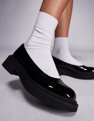 London Rebel Ruby Strapless Chunky Mary Janes In Black