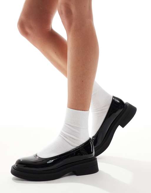 London Rebel Ruby strapless chunky mary janes in patent black