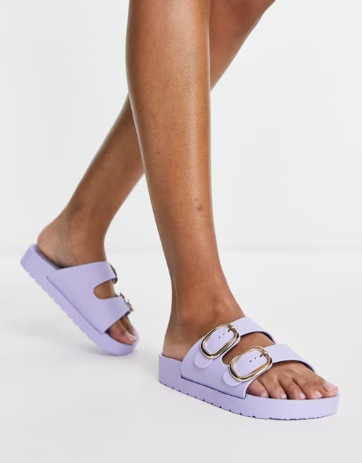 London Rebel – Sandalen in Flieder mit Fußbett und zwei Schnallen