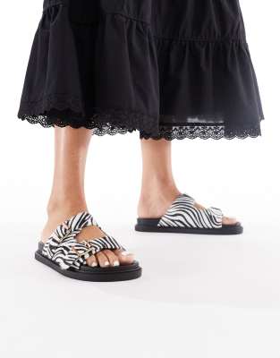London Rebel - Sandalen mit Zebraprint und Schnallendetail-Bunt