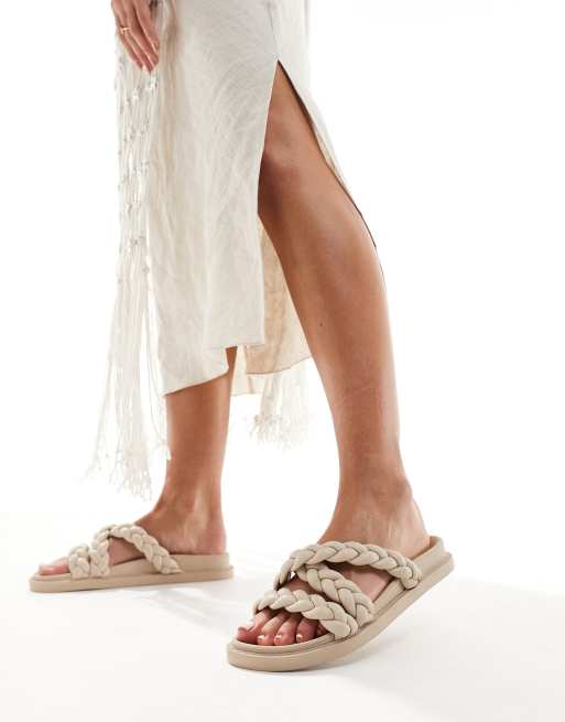 London Rebel - Sandales chunky à brides tressées - Blanc, 4 de 4