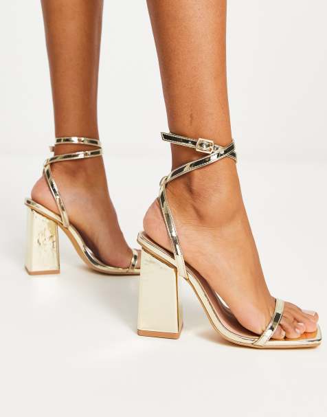 London Rebel – Sandaletten in Gold mit Blockabsatz - view 1