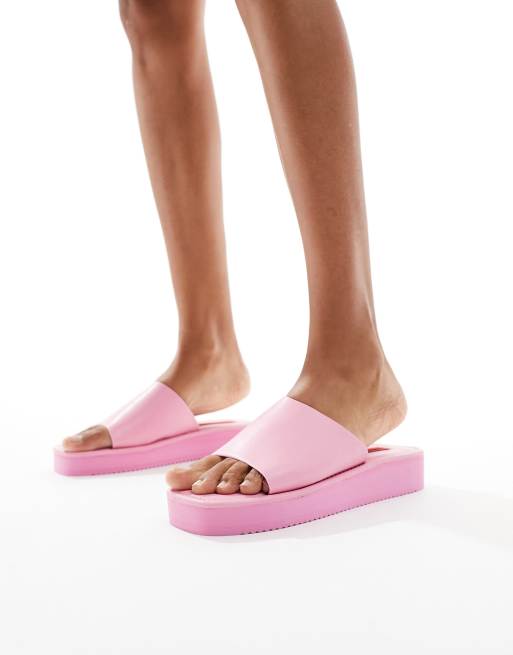 London Rebel - Sandali flatform anni '90 rosa con punta squadrata, 4 di 4
