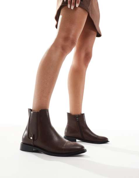 London Rebel Scarlett refined chelsea boots in brown - view 1