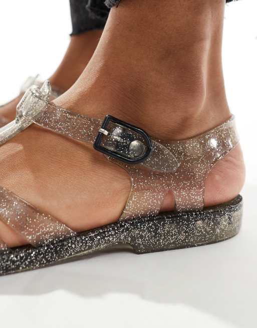 London Rebel Scarpe basse in gomma nere glitterate ASOS