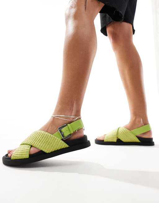 London Rebel – Schlichte Riemchensandalen in Olivgrün