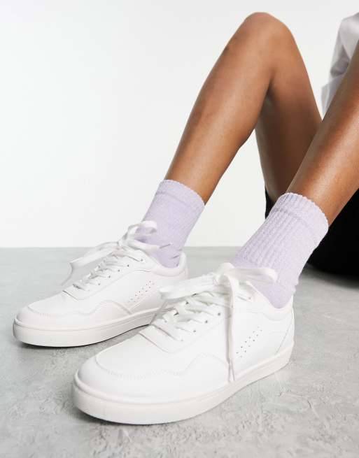 London Rebel – Schnürsneaker in Weiß mit Einsätzen
