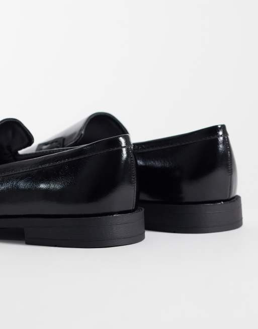 London Rebel Sian square toe loafers in black, 3 of 4