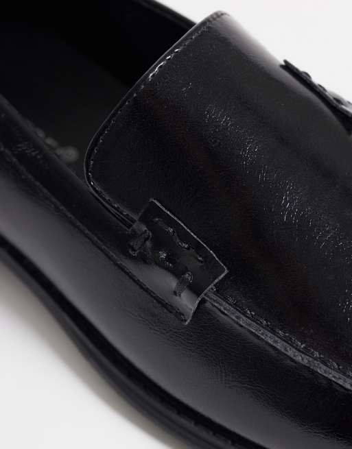 London Rebel Sian square toe loafers in black, 4 of 4
