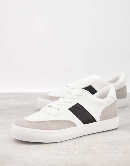 White sneakers with black hot sale laces