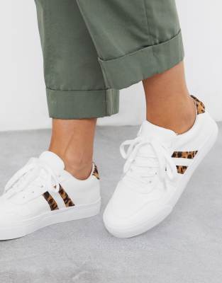 leopard and white sneakers