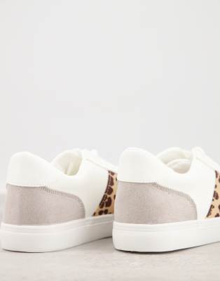 white sneakers with leopard stripe
