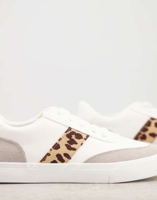 White trainers with store leopard print stripe