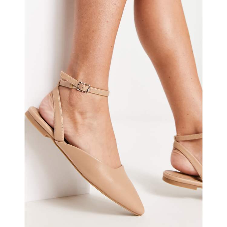 Beige pointed sale toe flats