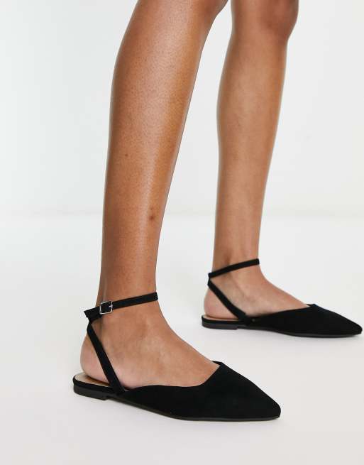 London Rebel Sling Back Ballet Flats In Black Asos 3713