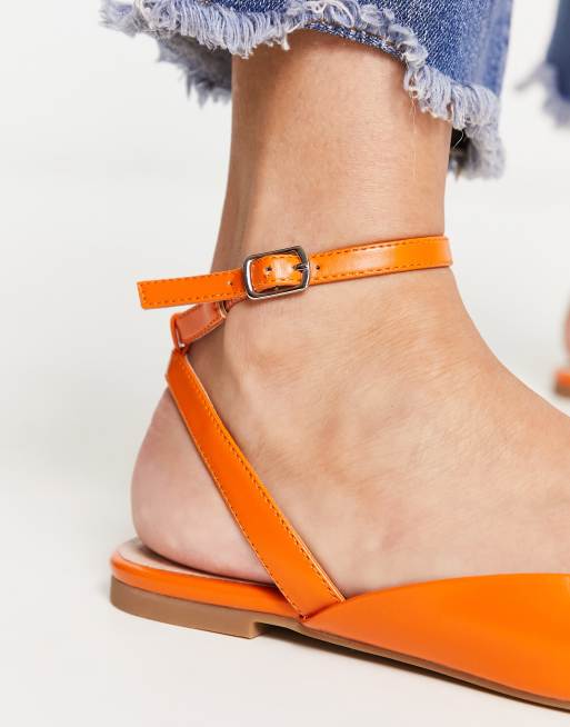 Orange deals leather flats