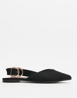 London Rebel Slingback Ballet Flats In Black