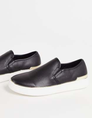 London Rebel slip on trainers with metal trim in black | ASOS