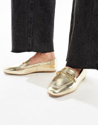 snaffle trim loafers in champagne-Gold