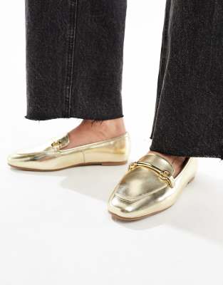 London Rebel London Rebel snaffle trim loafers in champagne-Gold