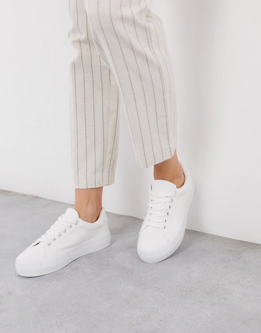 London Rebel - Sneakers flatform stringate bianche-Bianco