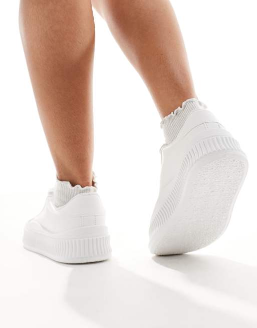 Sneaker wit plateauzool outlet
