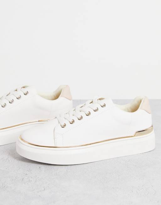 London Rebel - Sneakers stringate bianche con finiture in metallo